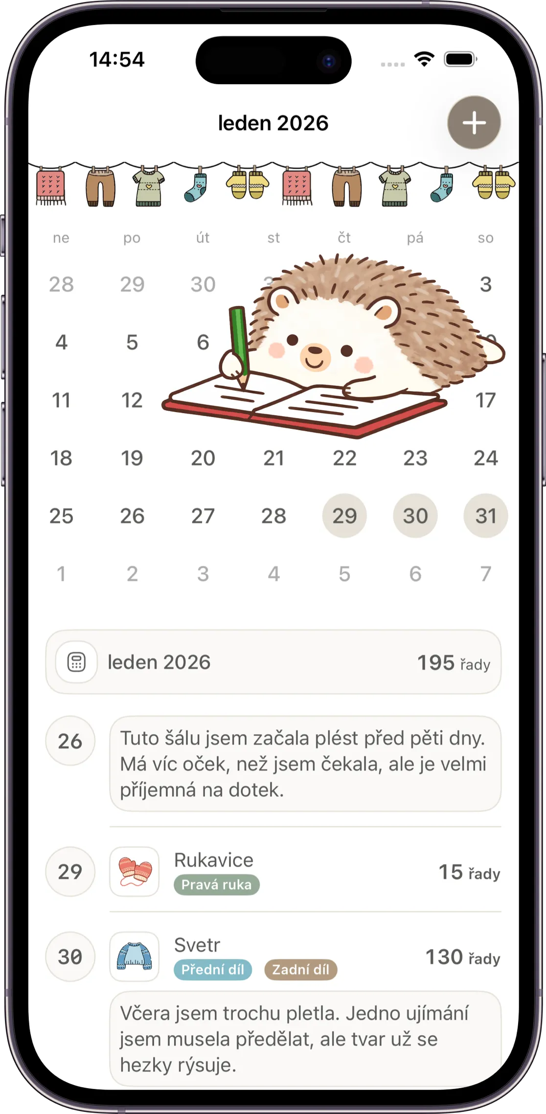 Snímek obrazovky aplikace