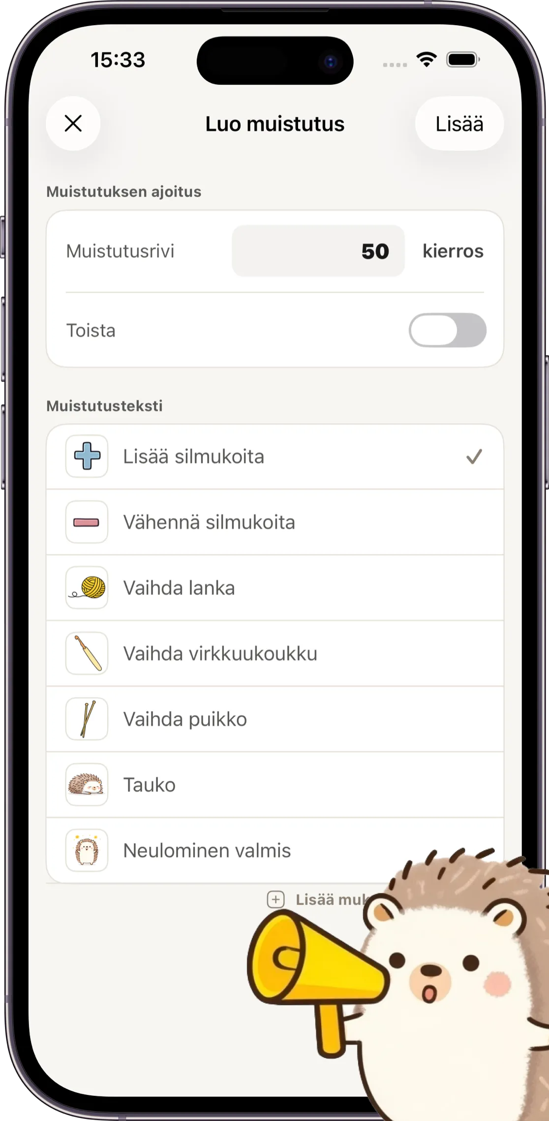 Sovelluksen kuvakaappaus