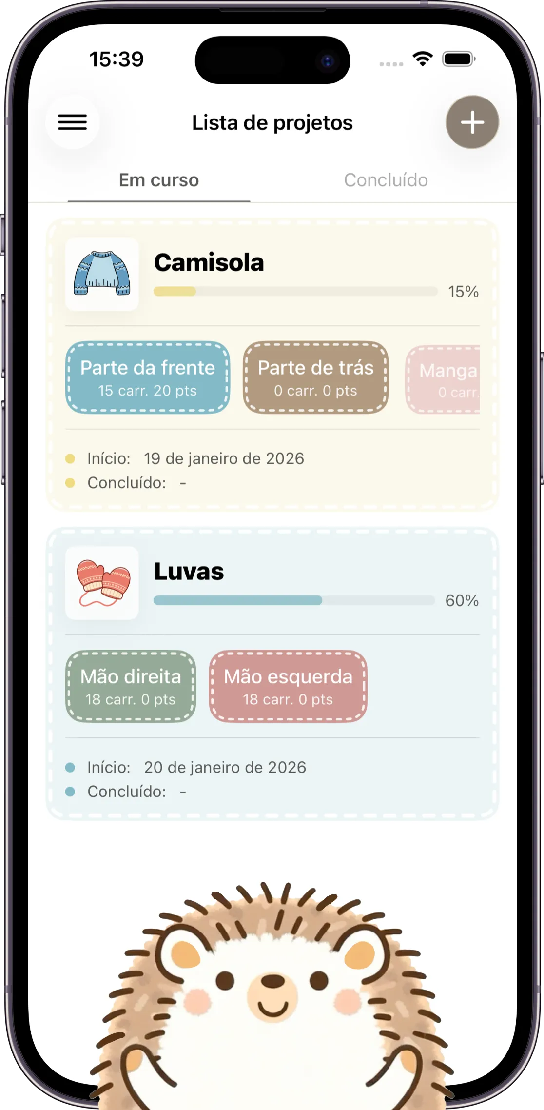 Captura de ecrã da aplicação